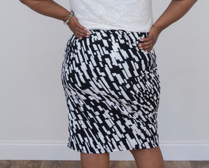 Black and White Abstract Pencil Skirt