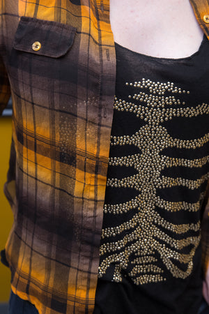 Black and Gold Skeleton Tank