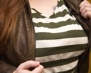Olive and Cream Striped Shirt
