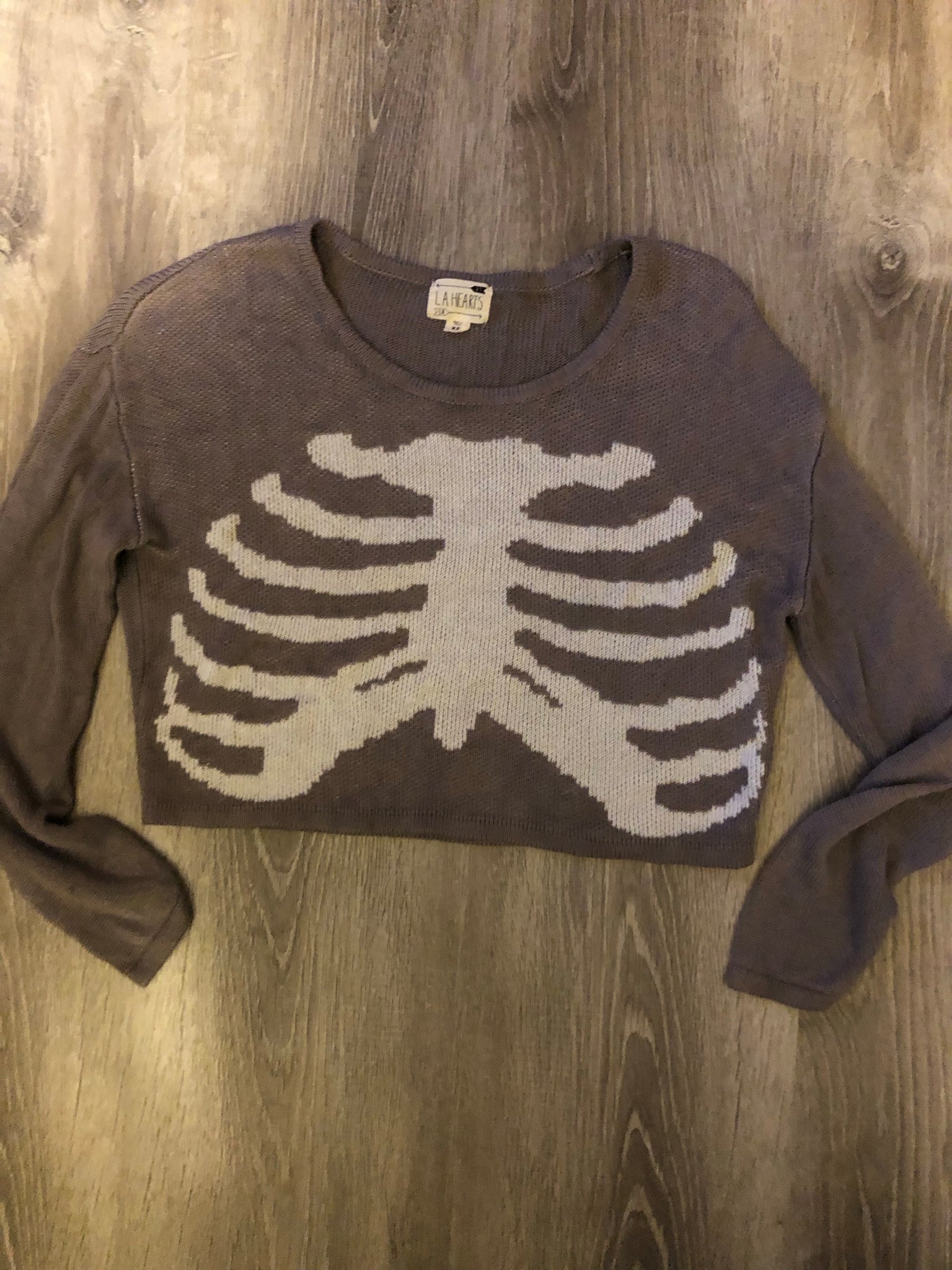 Grey Skeleton Sweater Crop